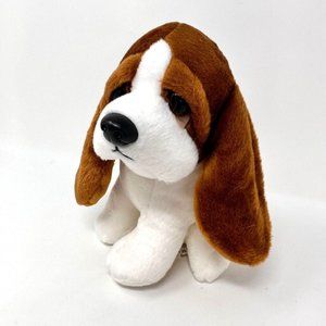 Hold Bear Bassett Hound Dog Plush Brown White Sad Eyes Stuffed Animal Toy 8"